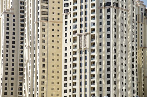 Residential towers with stone-coloured facades