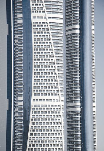 Facade of a twisting residential tower