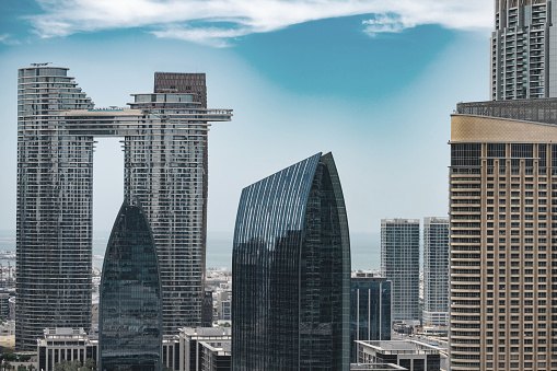 Office towers seen from below